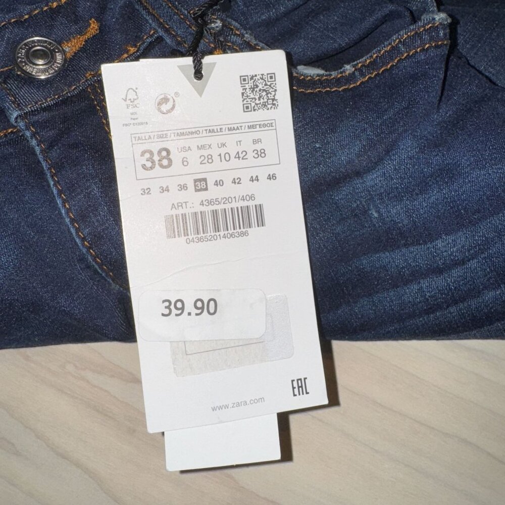 NWT Zara Woman Dark Wash Blue Denim Skinny Jeans Women's 2 - Picture 3 of 7